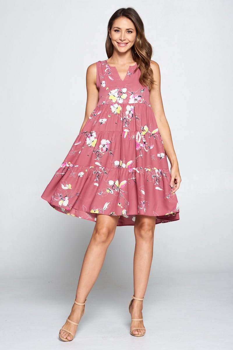 Image of West K Kimberly Tiered Short Dress Mauve Floral