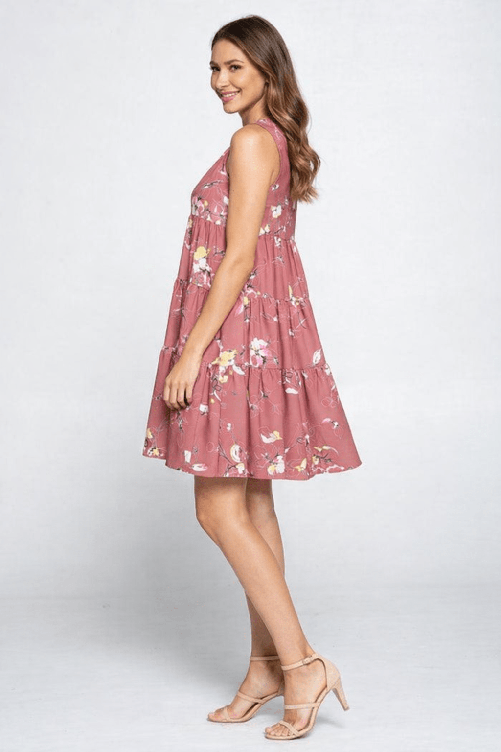 Image of West K Kimberly Tiered Short Dress Mauve Floral