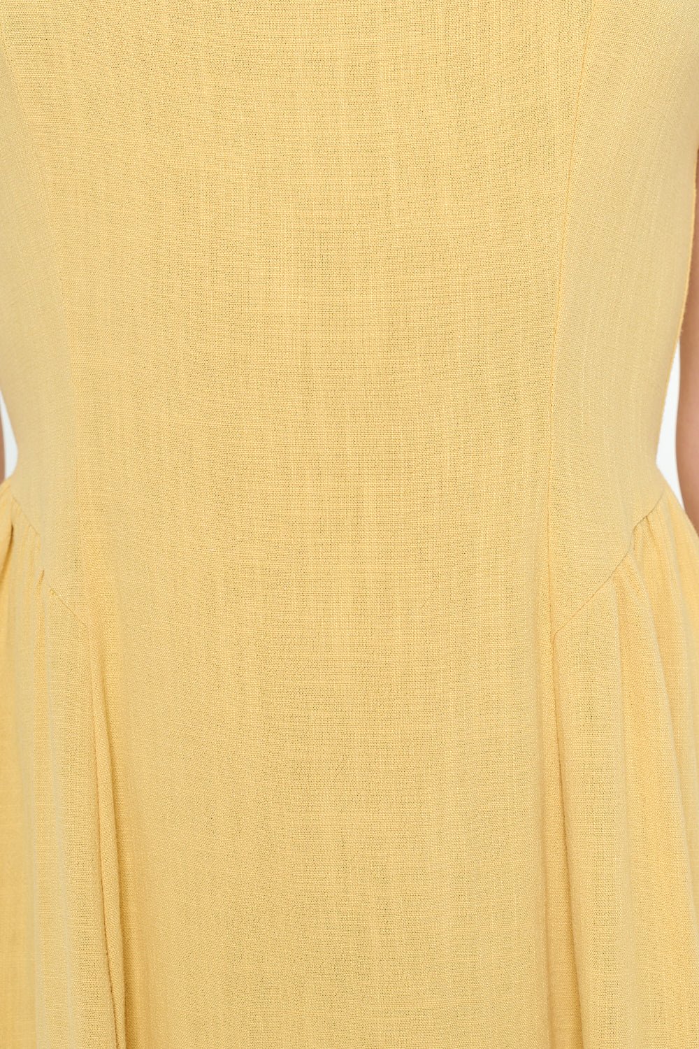 Image of West K Lauren Strappy Smocked - back Linen Dress Lt Yellow