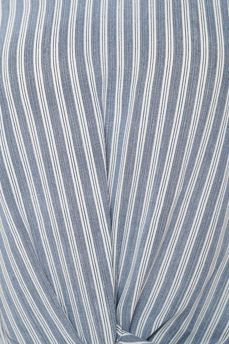 Image of West K Leah Short Sleeve Woven Top Blue White Stripe