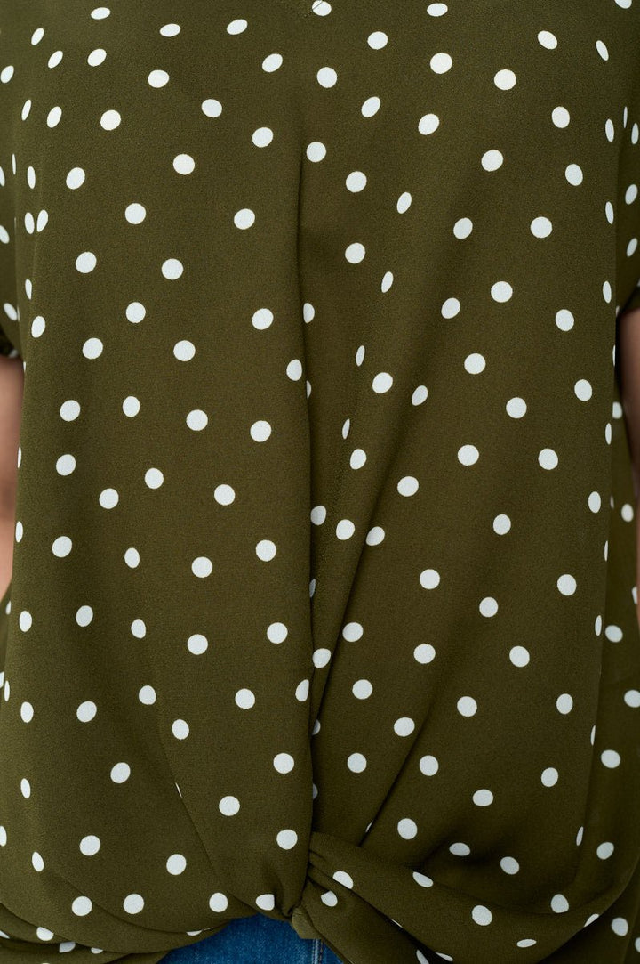 Image of West K Leah Short Sleeve Woven Top Olive Polka Dot