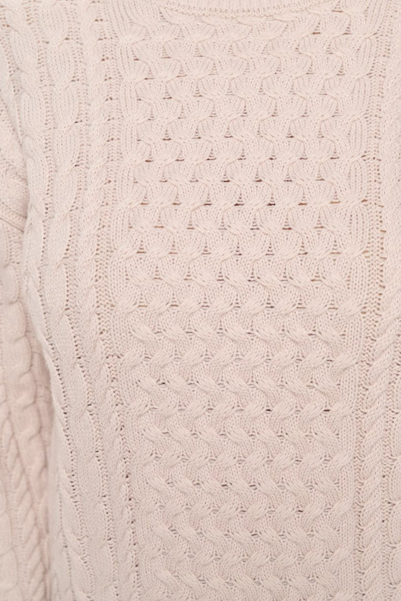 Image of West K Leonie Long Sleeve Cable Knit Sweater Beige