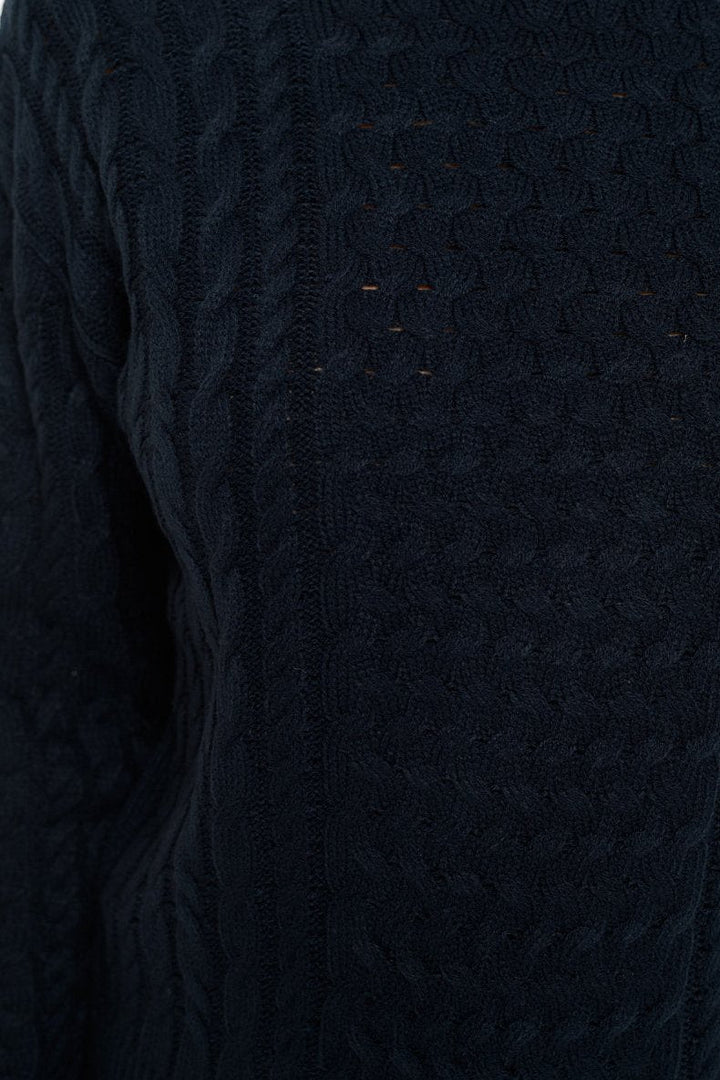 Image of West K Leonie Long Sleeve Cable Knit Sweater Deep Navy