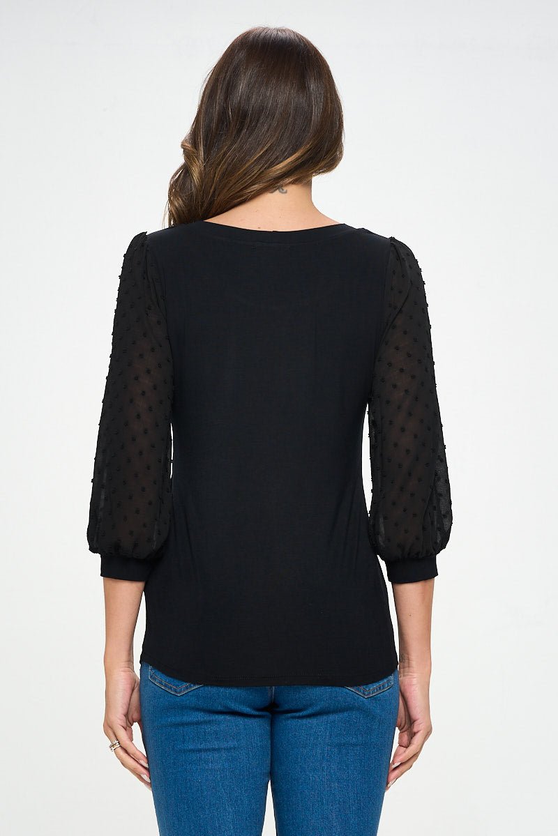 Image of West K Liz Three Quarter Sleeve Knit Top Black