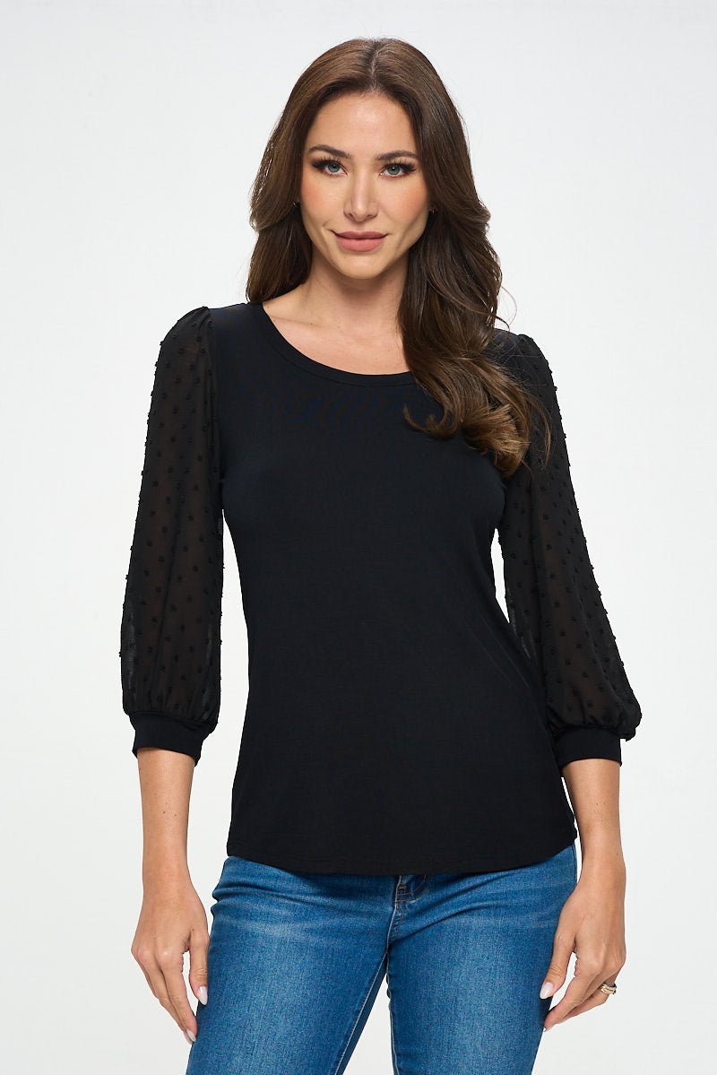 Image of West K Liz Three Quarter Sleeve Knit Top Black