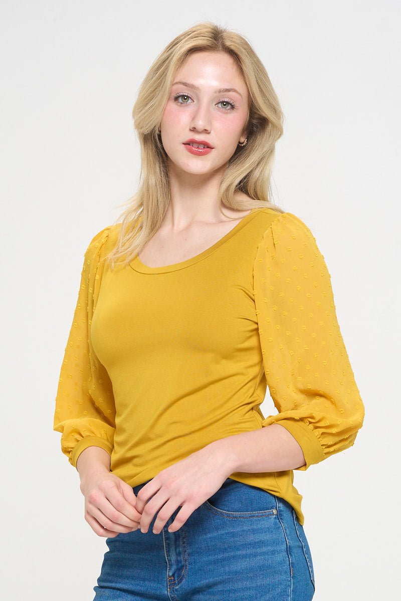 Image of West K Liz Three Quarter Sleeve Knit Top Golden Yellow