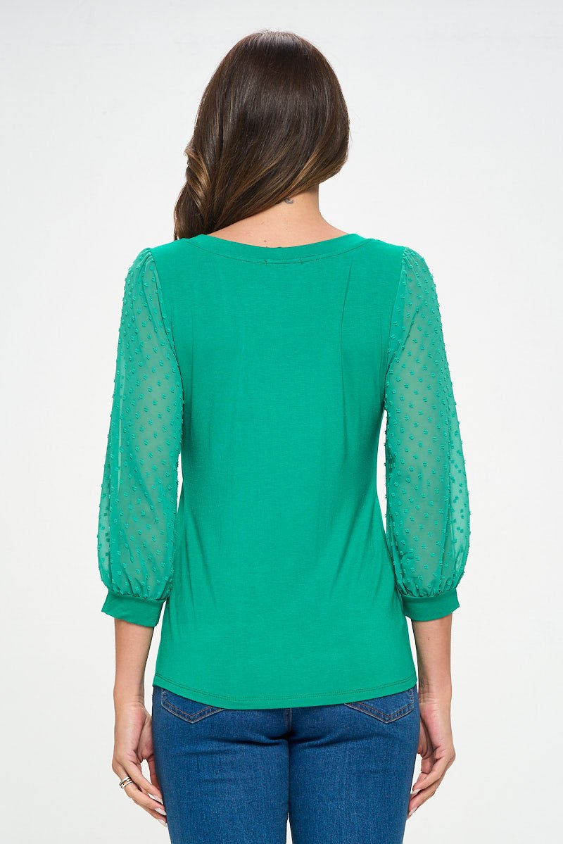 Image of West K Liz Three Quarter Sleeve Knit Top Kelly Green