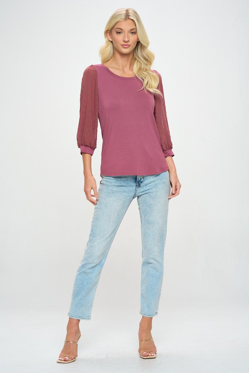 Image of West K Liz Three Quarter Sleeve Knit Top Marsala