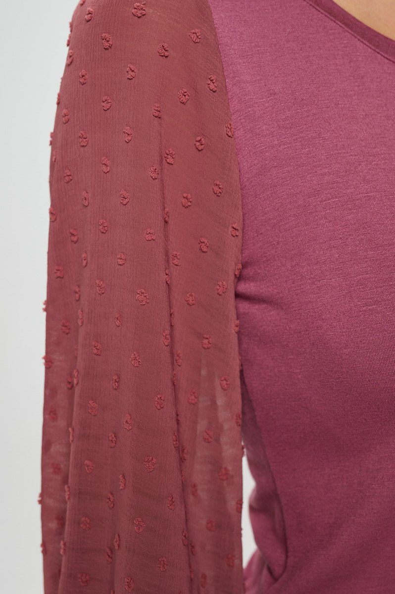 Image of West K Liz Three Quarter Sleeve Knit Top Marsala