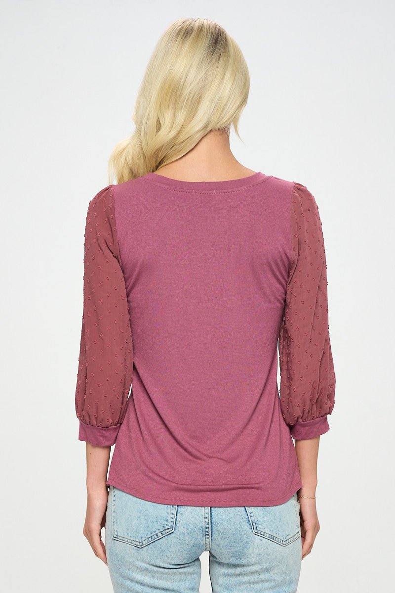 Image of West K Liz Three Quarter Sleeve Knit Top Marsala