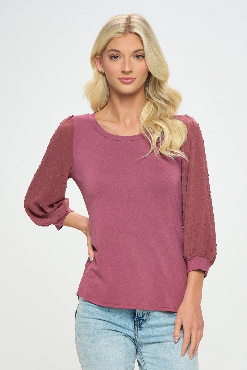 Image of West K Liz Three Quarter Sleeve Knit Top Marsala