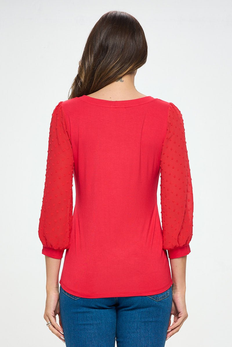 Image of West K Liz Three Quarter Sleeve Knit Top Poppy Red