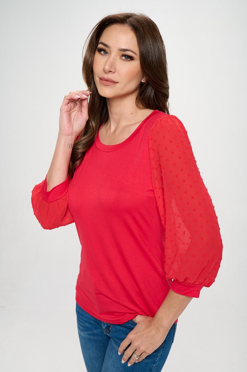 Image of West K Liz Three Quarter Sleeve Knit Top Poppy Red