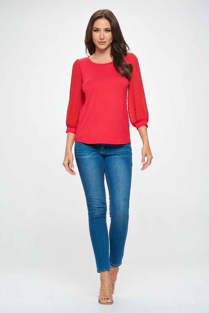 Image of West K Liz Three Quarter Sleeve Knit Top Poppy Red