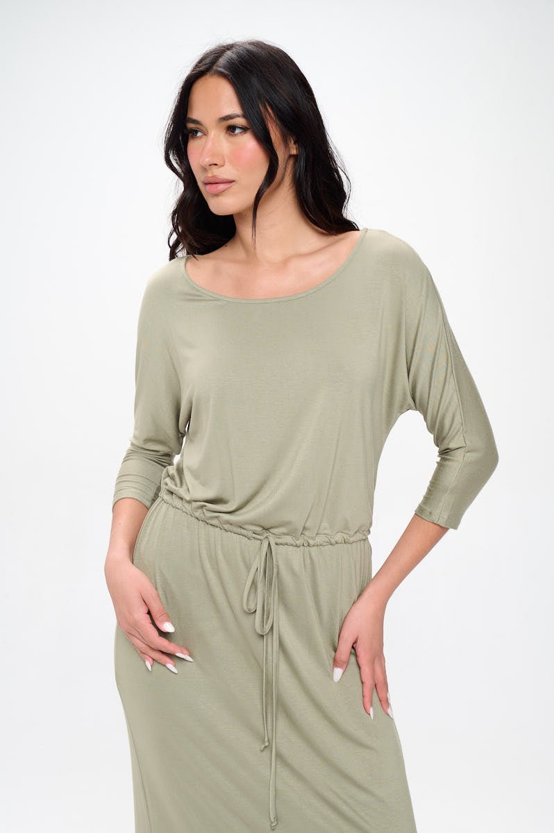 Image of West K Mackenzie Dolman Sleeve Boyfriend Knit Maxi Lt Olive