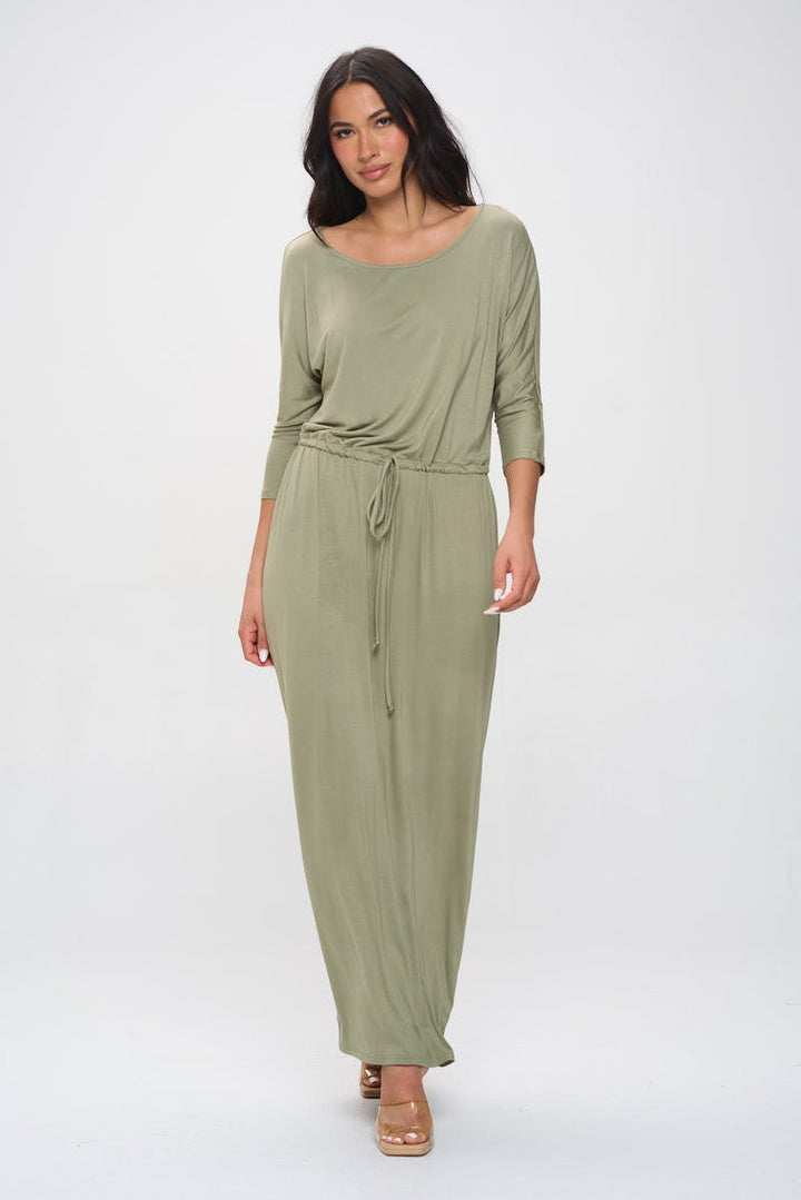 Image of West K Mackenzie Dolman Sleeve Boyfriend Knit Maxi Lt Olive