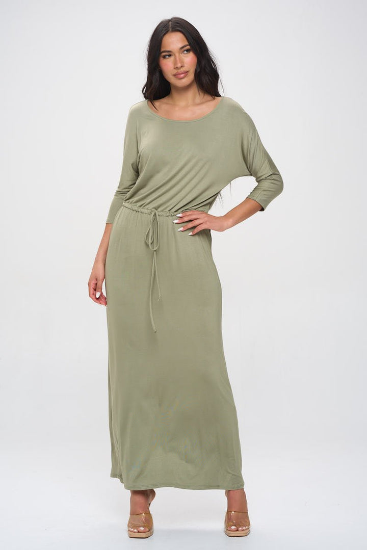 Image of West K Mackenzie Dolman Sleeve Boyfriend Knit Maxi Lt Olive