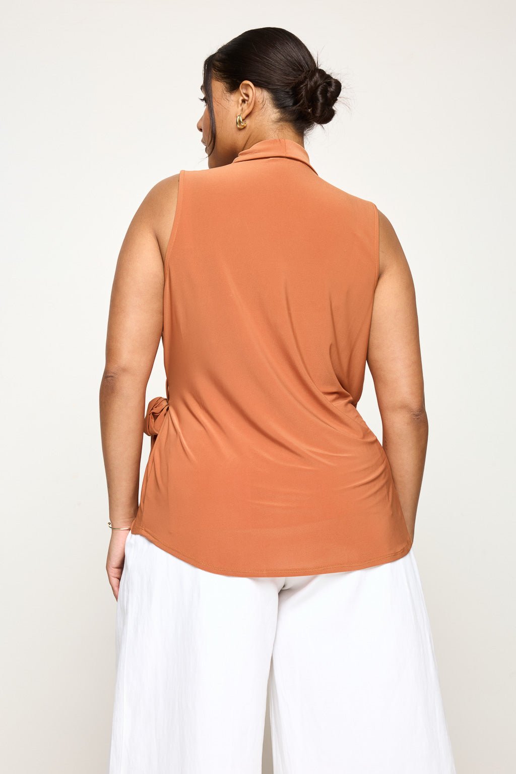 Image of West K Madison Plus Size Sleeveless Side Tie Blouse Rust