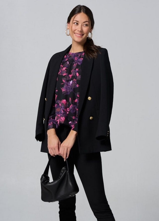 Malaya Long Sleeve Printed Blouse with Wide Cuff