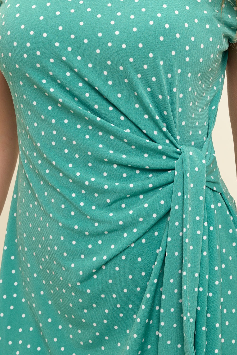 Image of West K Maren Tie - Waist Knit Dress Aqua Teal Dots