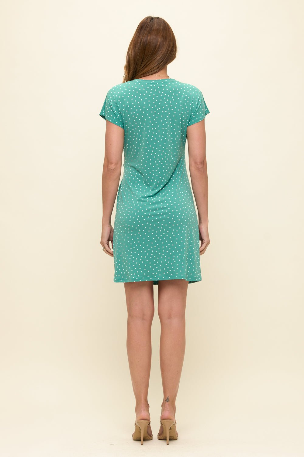 Image of West K Maren Tie - Waist Knit Dress Aqua Teal Dots