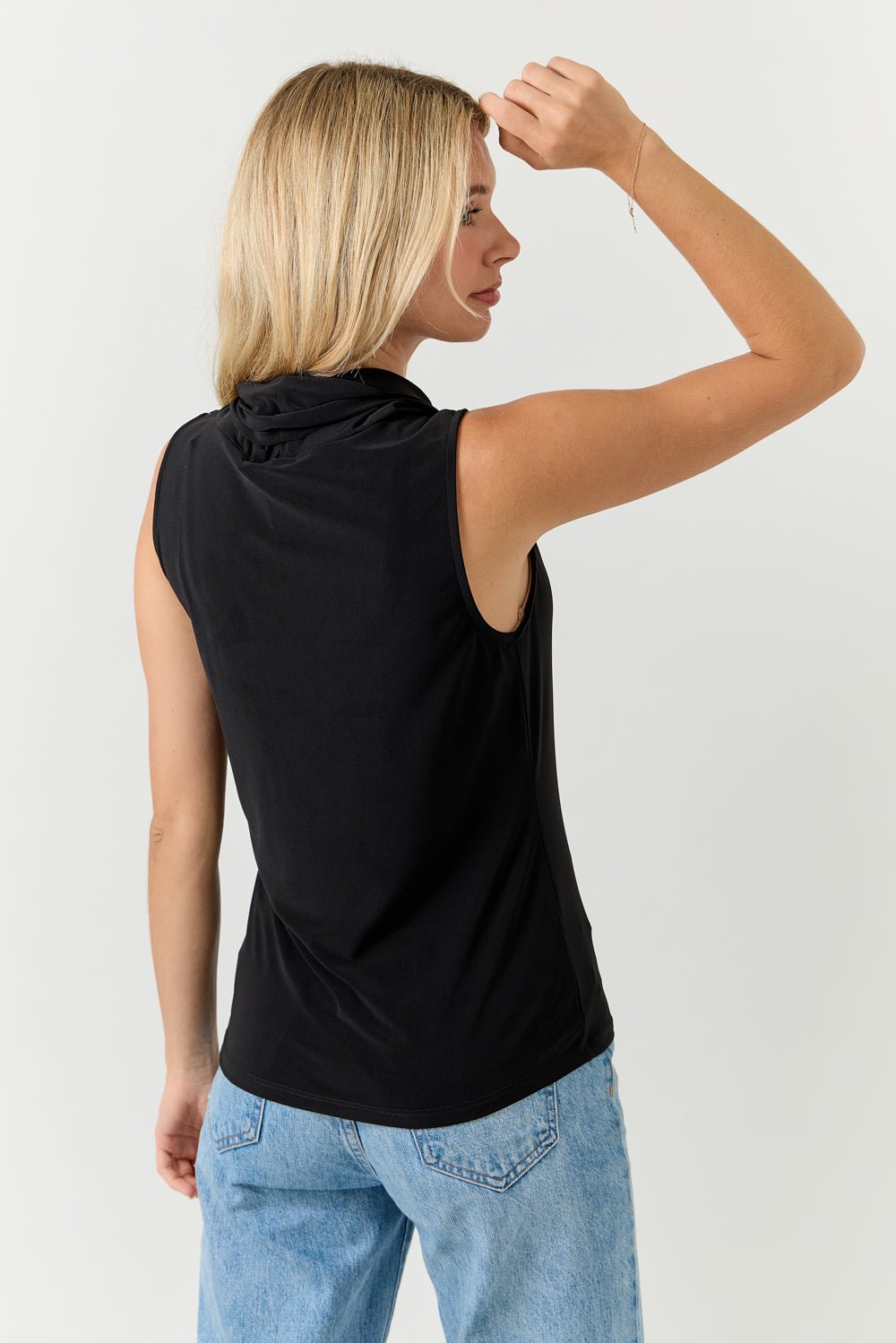 Image of West K Maris Cowl Neck Sleeveless Blouse Black