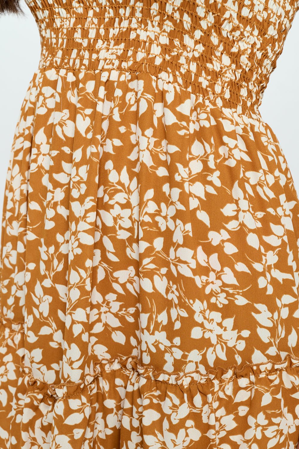 Image of West K Michelle Smocked Strapless Dress Caramel Floral