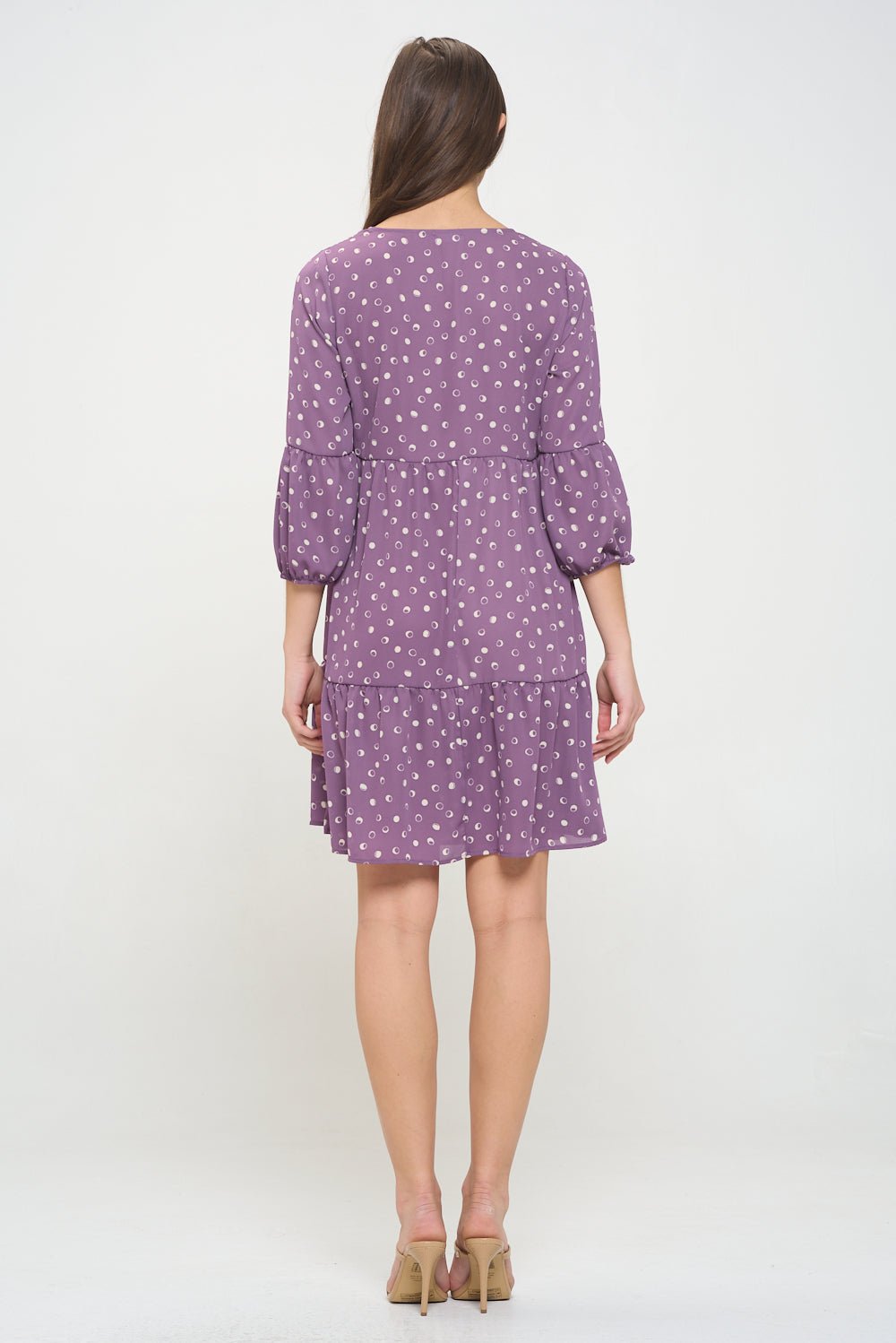 Image of West K Millie V - Neck Short Swing Dress Lavender Dot