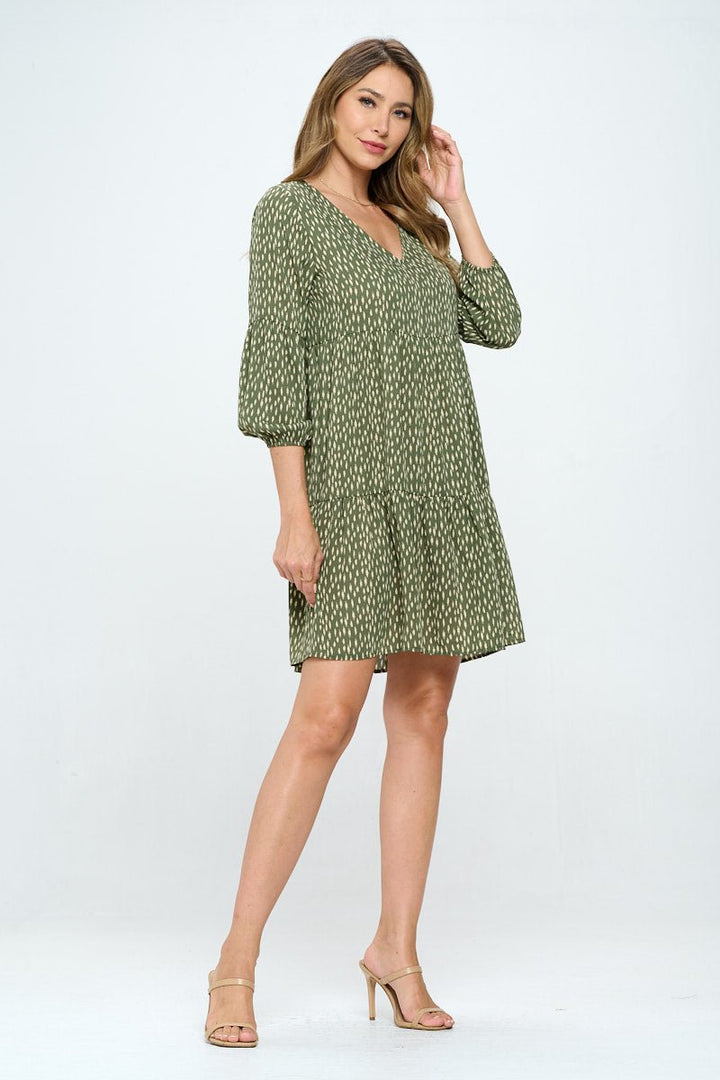 Image of West K Millie V - Neck Short Swing Dress Sage Print