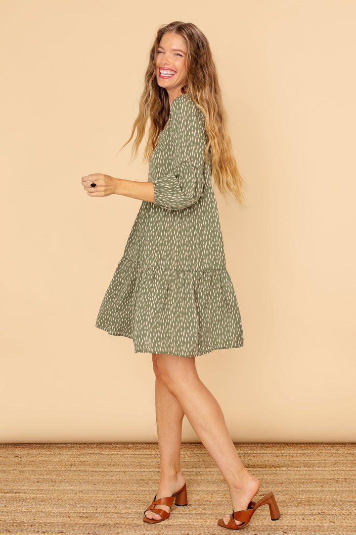 Image of West K Millie V - Neck Short Swing Dress Sage Print