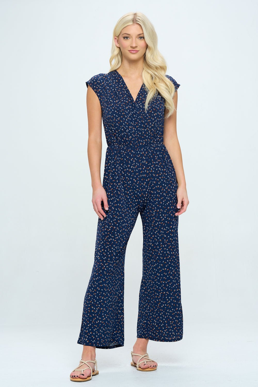 Image of West K Morgan V neck Jumpsuit Navy Speckles