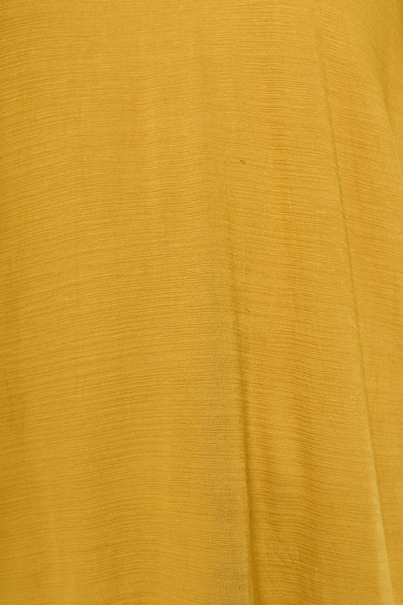 Image of West K Myra Three Quarter Sleeve Slub Tee with Ruffled neckline Mustard