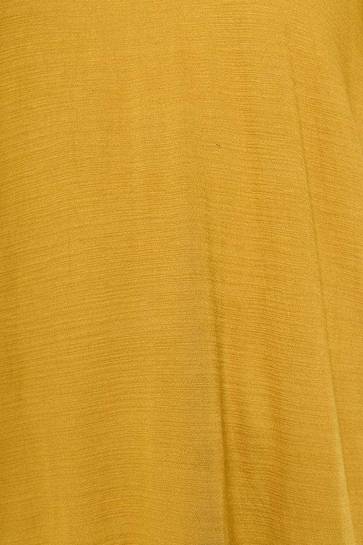 Image of West K Myra Three Quarter Sleeve Slub Tee with Ruffled neckline Mustard