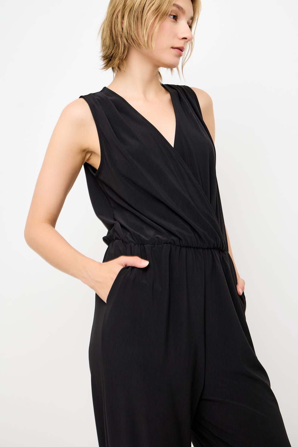 Image of West K Naima Sleeveless V - Neck Elastic Waist Jumpsuit Black