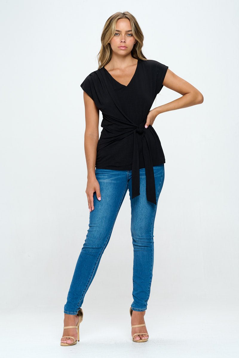 Image of West K Naomi Knit Wrap Top Black