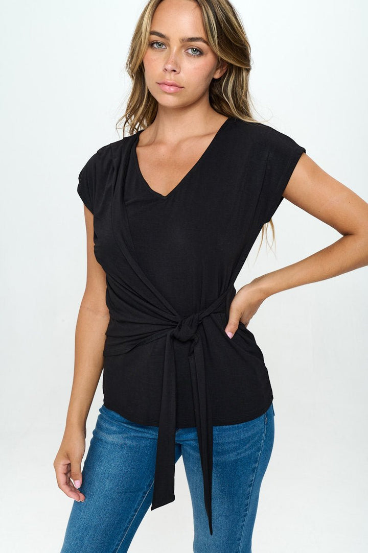 Image of West K Naomi Knit Wrap Top Black