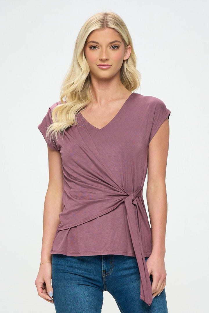 Image of West K Naomi Knit Wrap Top Grape