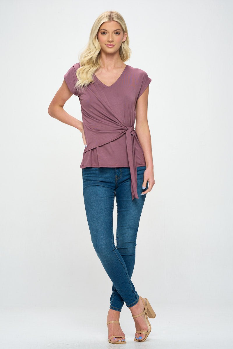 Image of West K Naomi Knit Wrap Top Grape