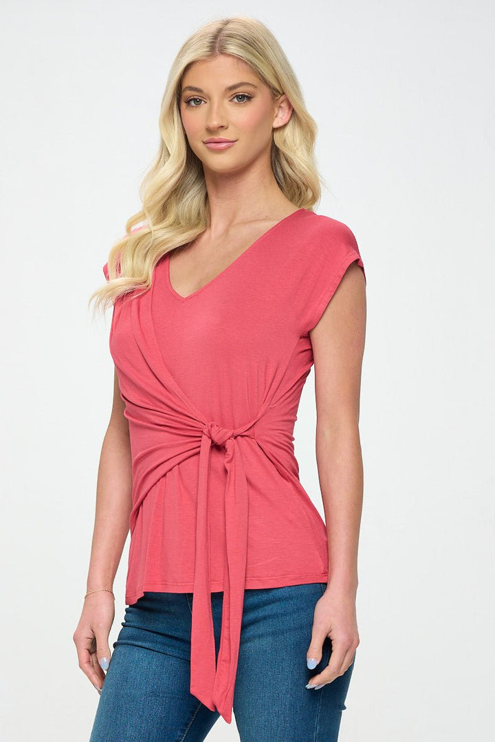 Image of West K Naomi Knit Wrap Top Red Coral