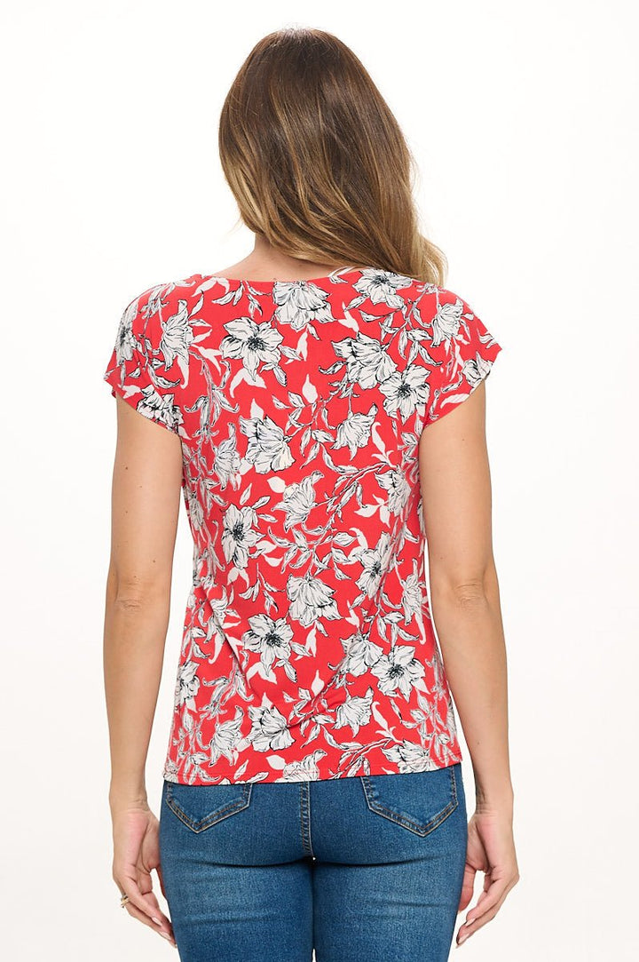 Image of West K Naomi Knit Wrap Top Red Floral