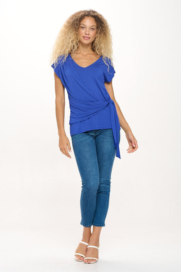 Image of West K Naomi Knit Wrap Top Royal Blue