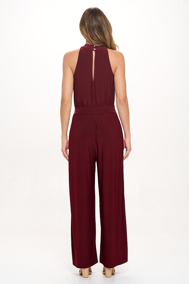 Image of West K Nina Halter Neck Jumpsuit Burgundy