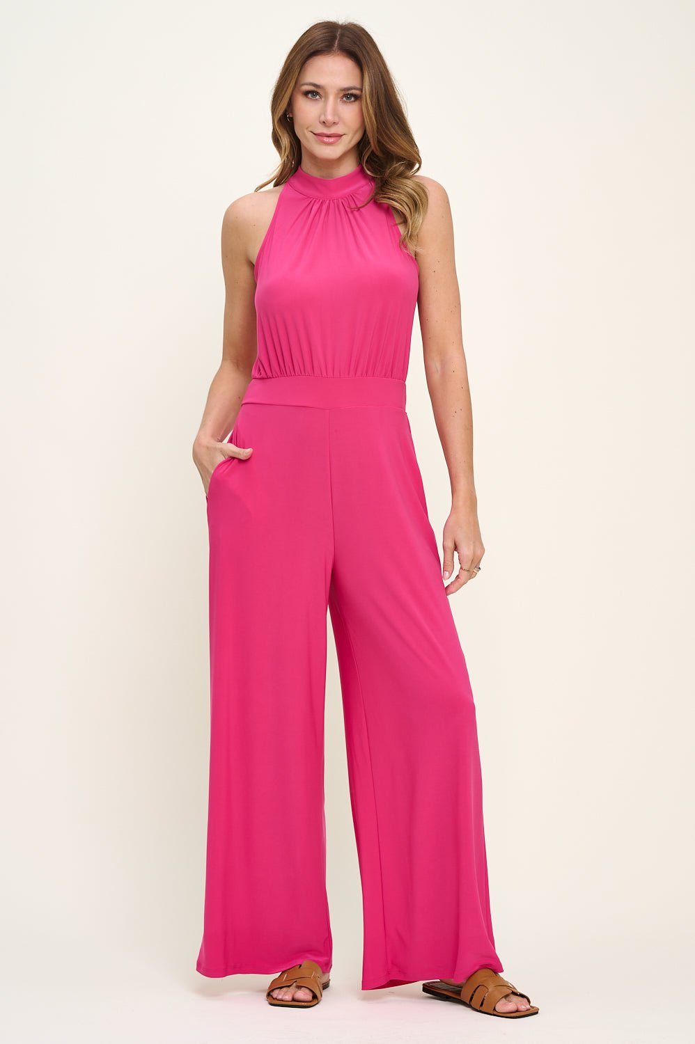 Image of West K Nina Halter Neck Jumpsuit Fuchsia