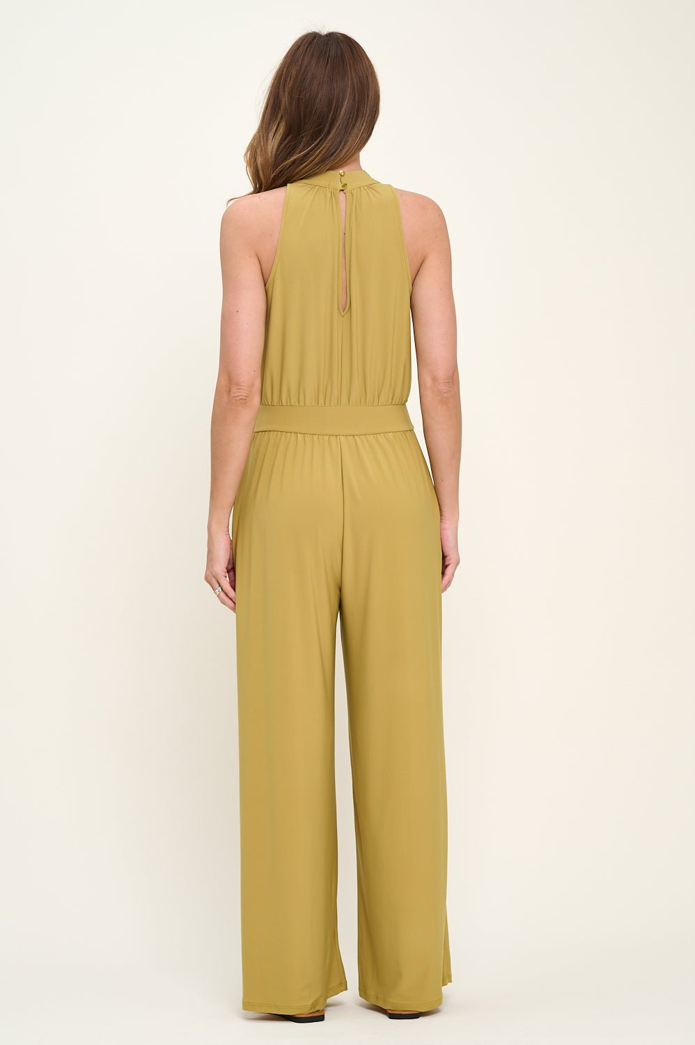 Image of West K Nina Halter Neck Jumpsuit Green Citron