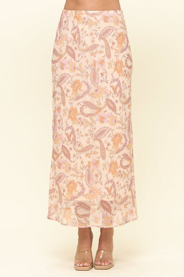 Image of West K Noemi Chiffon Midi Skirt Beige Paisley