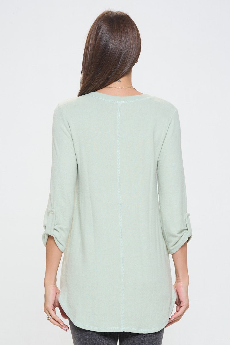 Image of West K Nora soft V - neck Tunic Long Sleeve T-shirt Seafoam