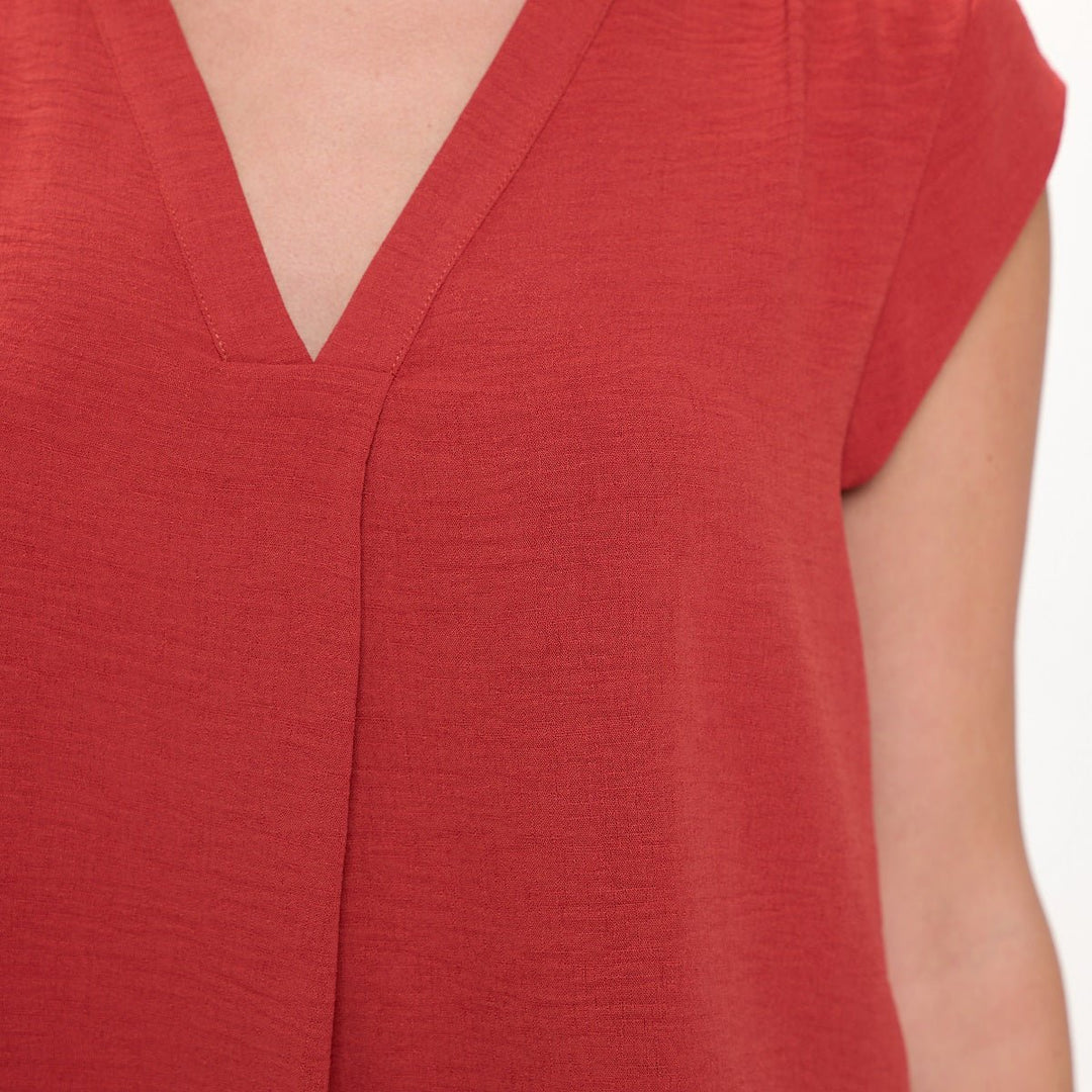 Image of West K Olivia Cap Sleeve V - Neck Top Burnt Orange