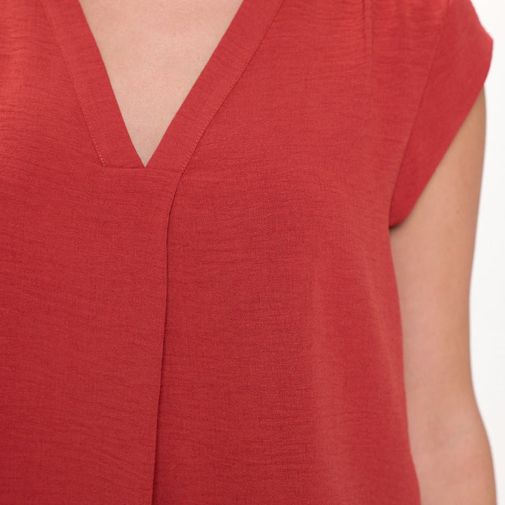 Image of West K Olivia Cap Sleeve V - Neck Top Burnt Orange