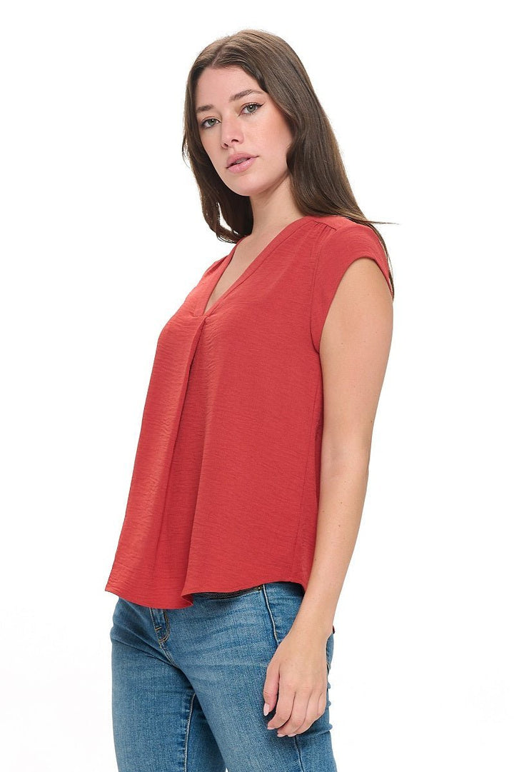 Image of West K Olivia Cap Sleeve V - Neck Top Burnt Orange