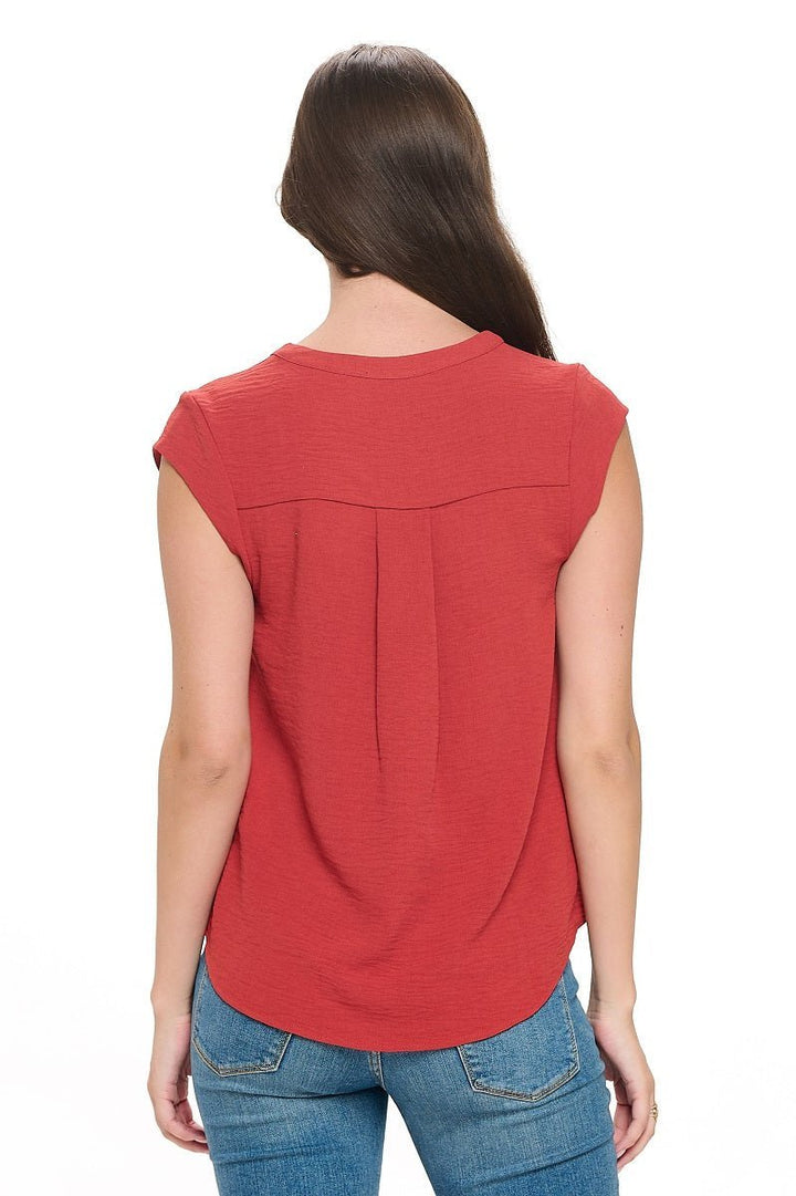 Image of West K Olivia Cap Sleeve V - Neck Top Burnt Orange